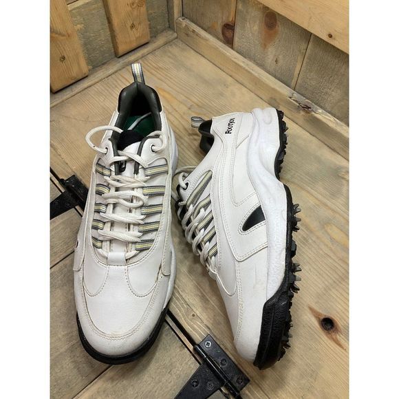 FOOTJOY Golf Shoes 9M GreenJoys 45439 Men's White Leather Soft Spike Cleats - Picture 4 of 7